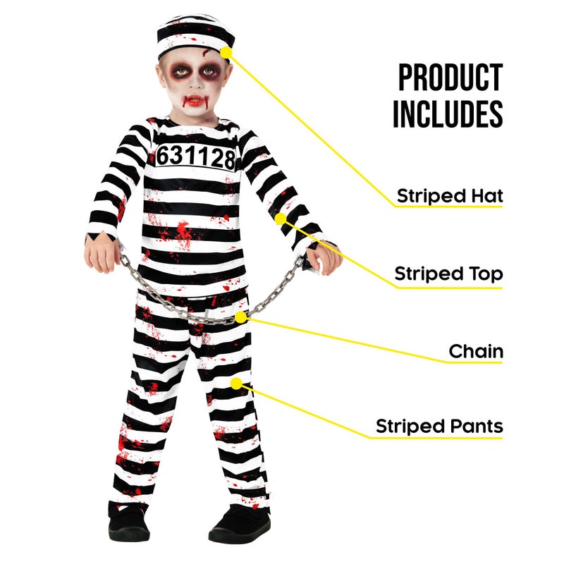 Morph Kids Prisoner Costume Kids Boys Jail Costume Kids Escaped Convict Costume Prison Costume For Kids Halloween Costumes For Boys Kids Inmate Costume L - Image 2